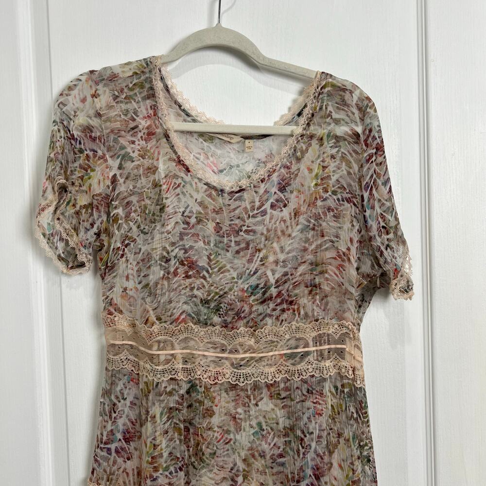 Soft Surroundings Althea Maxi Dress Boho Lace Floral Short Sleeve Women's Size 8 - Picture 5 of 15